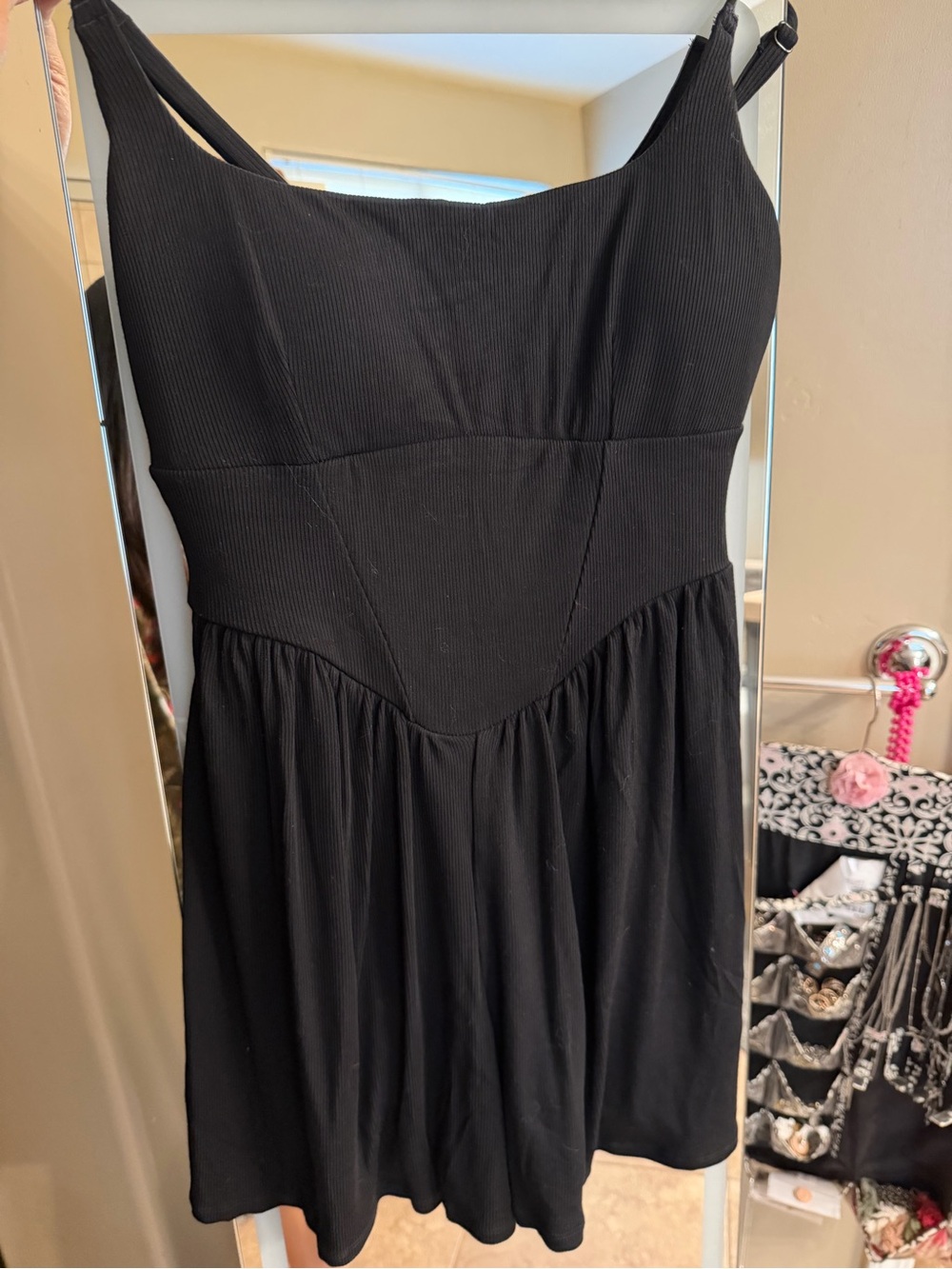 Black Sleeveless Fit-and-Flare Mini jumper